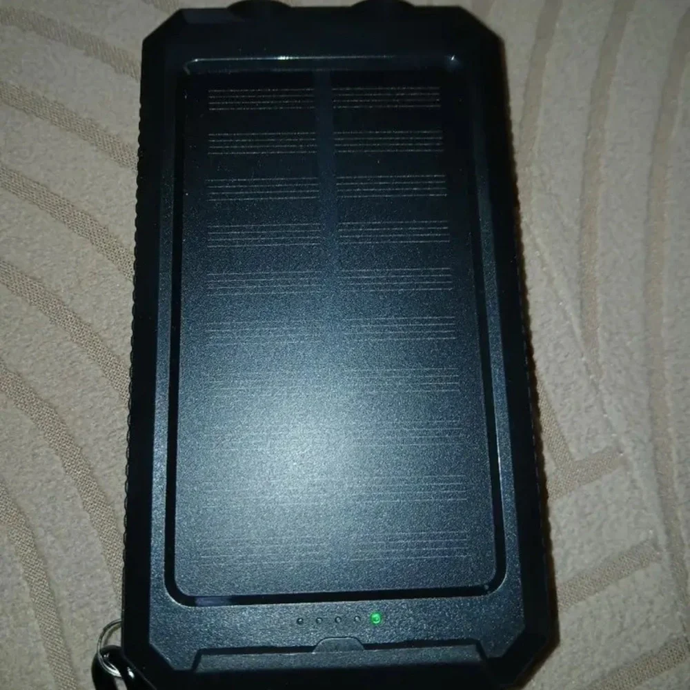 Solar Power Bank 32800 mAh with Flashlight, Dual USB, Waterproof – Black NWT